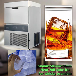 Brenor 100kg daily production 50x50x50mm cube ice maker for whisky premium